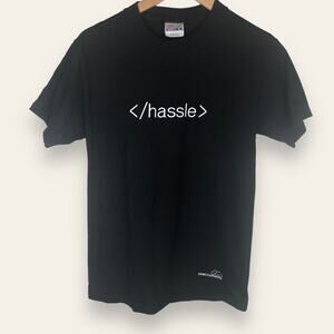 Vintage 2000s Y2k 2002 Macromedia End Hassle Black Graphic Shirt Html